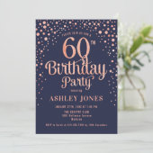 Invitation 60e fête d'anniversaire - Marine & Rose Gold (Debout devant)