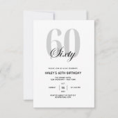 Invitation 60e fête d'anniversaire minimal chic (Devant)