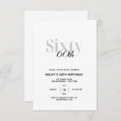Invitation 60e fête d'anniversaire minimal chic (Devant / Derrière)