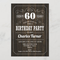 60e fête d'anniversaire - Motif en bois Brown