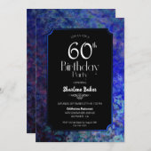 Invitation 60e fête d'anniversaire Noir avec frontière bleue (Devant / Derrière)