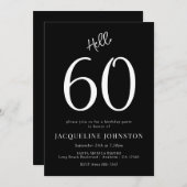 Invitation 60e fête d'anniversaire Noir et blanc (Devant / Derrière)