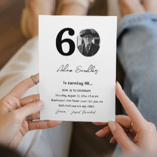 Invitation 60e fête d'anniversaire Noir et blanc