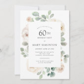 Invitation 60e fête d'anniversaire Rose blanche Floral (Devant)