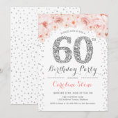 Invitation 60e fête d'anniversaire - Rose d'argent blanc (Devant / Derrière)