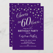 Invitation 60e fête d'anniversaire - Silver Purple (Devant / Derrière)