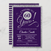 Invitation 60e fête d'anniversaire - Silver Purple TOUTE ANNÉ (Devant / Derrière)