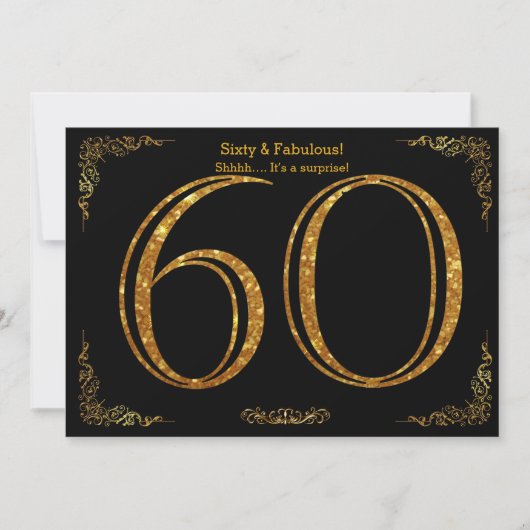 Invitation 60e fête d'anniversaire, styl Gatsby, parties scin (Devant)