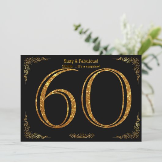 Invitation 60e fête d'anniversaire, styl Gatsby, parties scin (Debout devant)