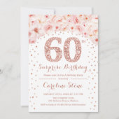 Invitation 60e fête d'anniversaire surprise - Rose blanche or (Devant)
