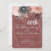 Invitation 60e fête d'anniversaire surprise Roses roses roses (Devant)