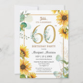 Invitation 60e fête d'anniversaire tournesols élégants florau (Devant)
