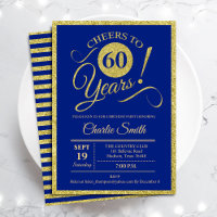 60e fête d'anniversaire - TOUT AGE Royal Blue Gold