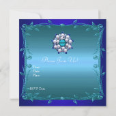 Invitation 60e fête d'anniversaire Turquoise Flore (Dos)