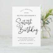 Invitation 60e fête d'anniversaire | Typographie noir et blan (Debout devant)