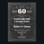 Invitation 60e fête du Mariage - Chalkboard<br><div class="desc">Invitation du 60e anniversaire du Mariage Design rétro simple avec motif de tableau noir. Carte invitation noir et blanc. Parfait pour une fête élégante ! Peut être personnalisé à n'importe quelle année. S'il vous plaît,  envoyez-moi un message si vous avez besoin d'une personnalisation supplémentaire.</div>