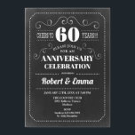 Invitation 60e fête du Mariage - Chalkboard<br><div class="desc">Invitation du 60e anniversaire du Mariage Design rétro simple avec motif de tableau noir. Carte invitation noir et blanc. Parfait pour une fête élégante ! Peut être personnalisé à n'importe quelle année. S'il vous plaît,  envoyez-moi un message si vous avez besoin d'une personnalisation supplémentaire.</div>