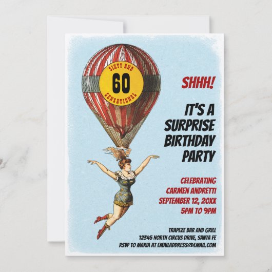 Invitation 60e Fille Balloon Cirque (Devant)