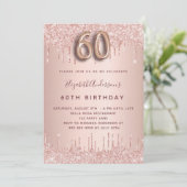Invitation 60e jour rose or rousse parties scintillant goutte (Debout devant)