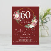 Invitation 60e Mariage Diamond Anniversaire Rose Gold Frame (Debout devant)