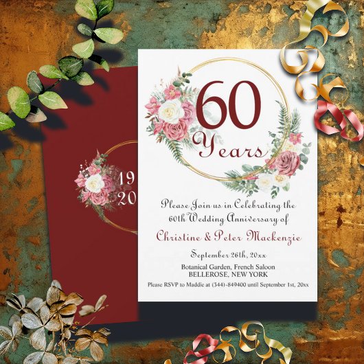 Invitation 60e Mariage Diamond Anniversaire Rose Gold Frame
