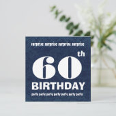 Invitation 60e Modèle blanc Bleu de fête d'anniversaire SURPR (Debout devant)