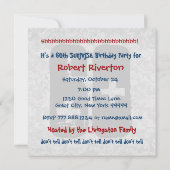 Invitation 60e Modèle blanc Bleu de fête d'anniversaire SURPR (Dos)