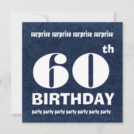 Invitation 60e Modèle blanc Bleu de fête d'anniversaire SURPR (Devant)