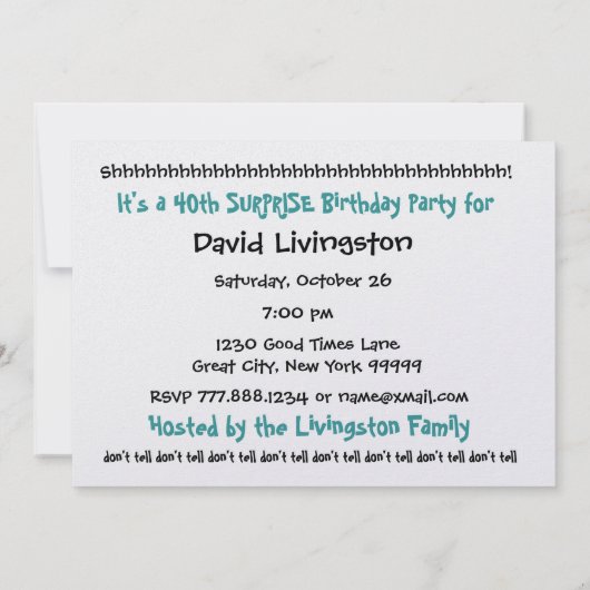 Invitation 60e Modèle d'invitation à la fête d'anniversaire S (Dos)