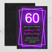 Invitation 60e Neon Lights Retro Black Chic Soixante Annivers (Devant / Derrière)