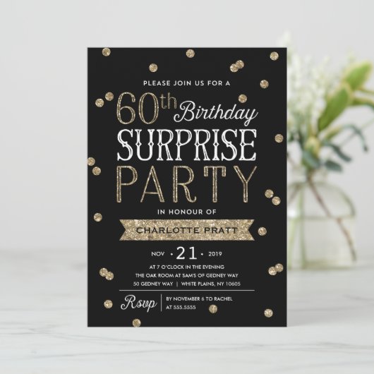 Invitation 60e Parties scintillant Confetti Surprise Party In (Debout devant)