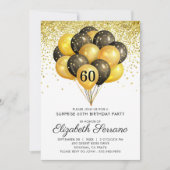 Invitation 60e Parties scintillant d'or noir surprise (Devant)