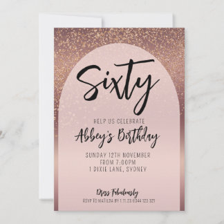 Invitation 60e Parties scintillant Rose Gold Flecks Arch Anni