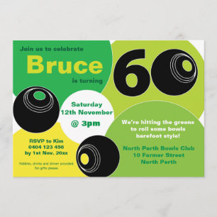 Invitation 60e pelouse Bowls Barefoot Bowling Anniversaire