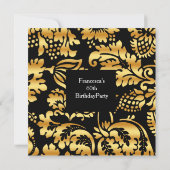 Invitation 60e Soirée d'anniversaire élégante Gold Black (Dos)