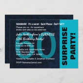 Invitation 60e SURPRISE Anniversaire Aqua Blue and Black A02 (Devant / Derrière)