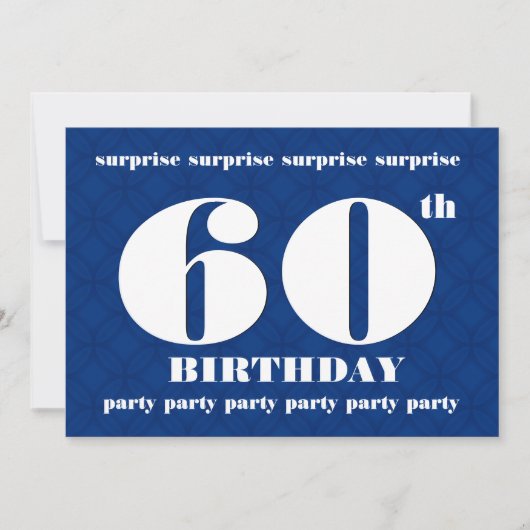 Invitation 60e SURPRISE Anniversaire moderne bleu et blanc W0 (Devant)