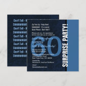 Invitation 60e SURPRISE Anniversaire Moderne Midnight Blue W1 (Devant / Derrière)