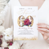 Invitation 60e Surprise Anniversaire Party Gold et Bourgogne