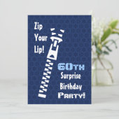 Invitation 60e SURPRISE Fête d'anniversaire Bleu et blanc (Debout devant)