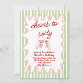 Invitation 60e tirage de rayures colorées Retro Photo Anniver (Devant)