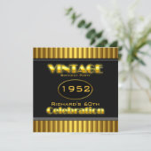 Invitation 60e vintage Jaune Gold Black 60 Anniversaire (Debout devant)