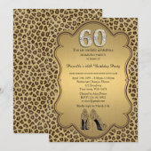 Invitation 60ème, Anniversaire 60ème, Chaussures Cheetah High (Devant / Derrière)