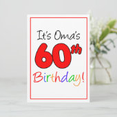 Invitation 60ème anniversaire de la fête d'anniversaire d'Oma (Debout devant)