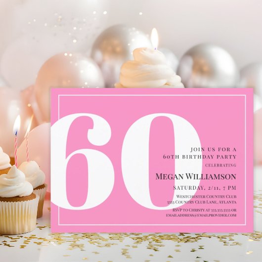 Invitation 60ème anniversaire de la version moderne rose et b