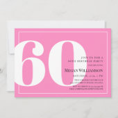 Invitation 60ème anniversaire de la version moderne rose et b (Devant)