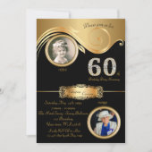 Invitation 60ème, Anniversaire Femme 60ème, élégant art déco, (Devant)