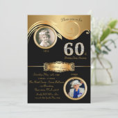 Invitation 60ème, Anniversaire Femme 60ème, élégant art déco, (Debout devant)