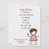 Invitation 60ème anniversaire Fille avec vin (Devant)