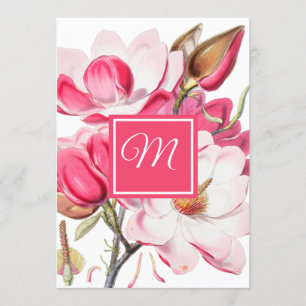 Invitation 60ème Floral rose élégant Monogramme Anniversaire